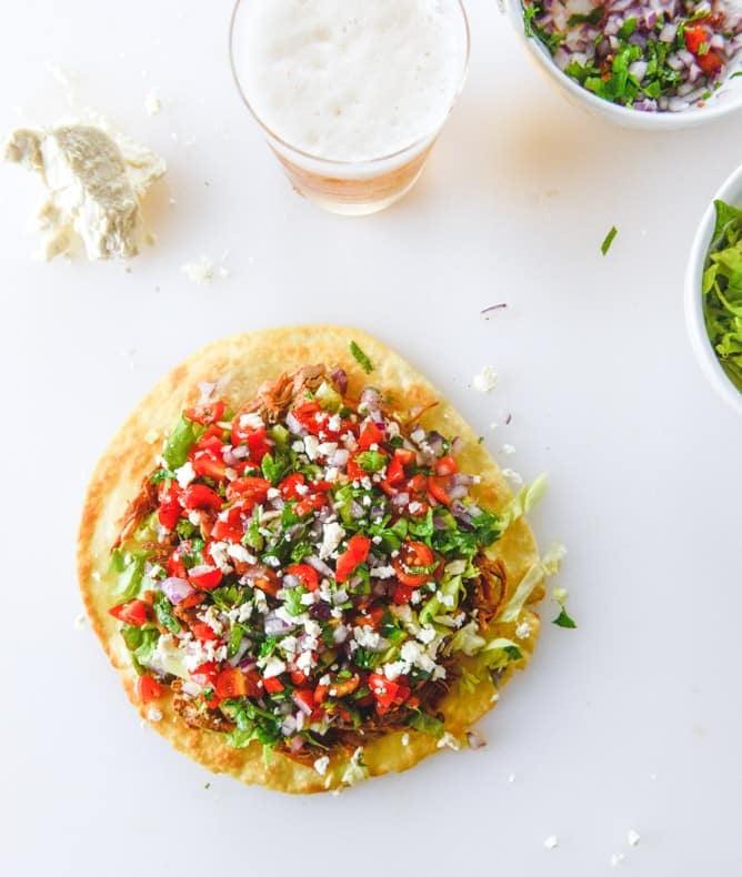 pulled pork tostadas I howsweeteats.com