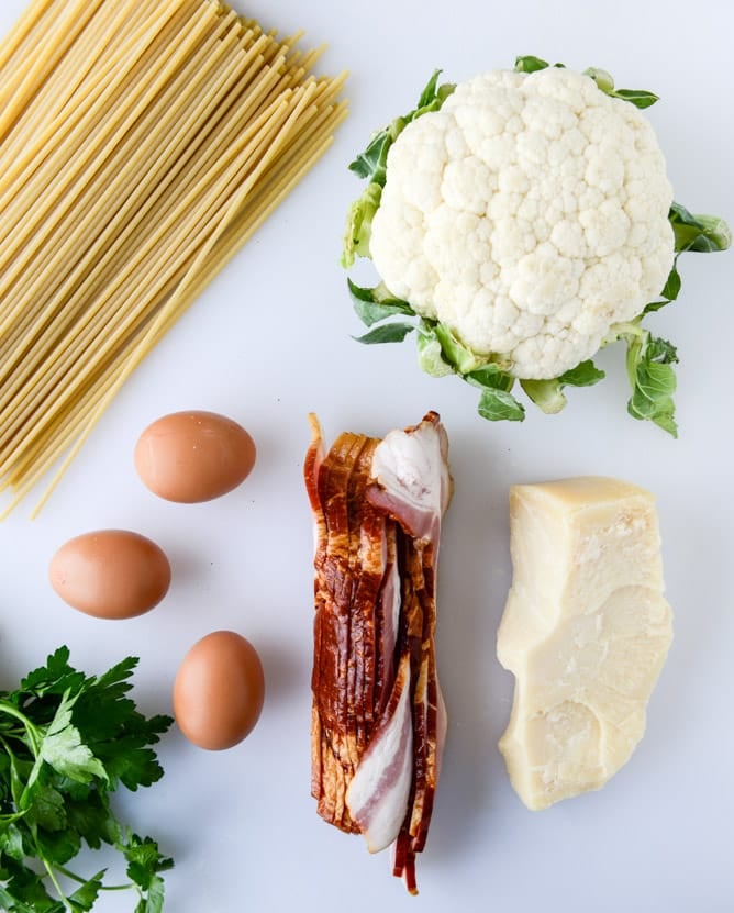 charred cauliflower carbonara I howsweeteats.com