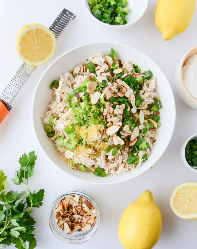 lemon almond roast chicken salad I howsweeteats.com