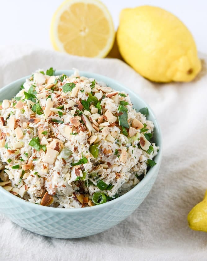 lemon almond roast chicken salad I howsweeteats.com