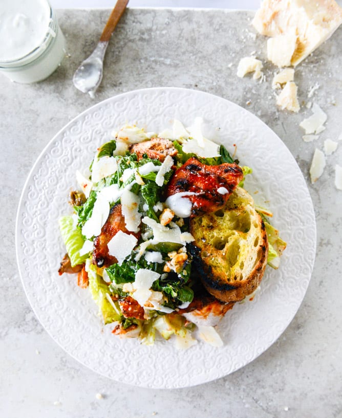 grilled caesar buffalo chicken salad I howsweeteats.com
