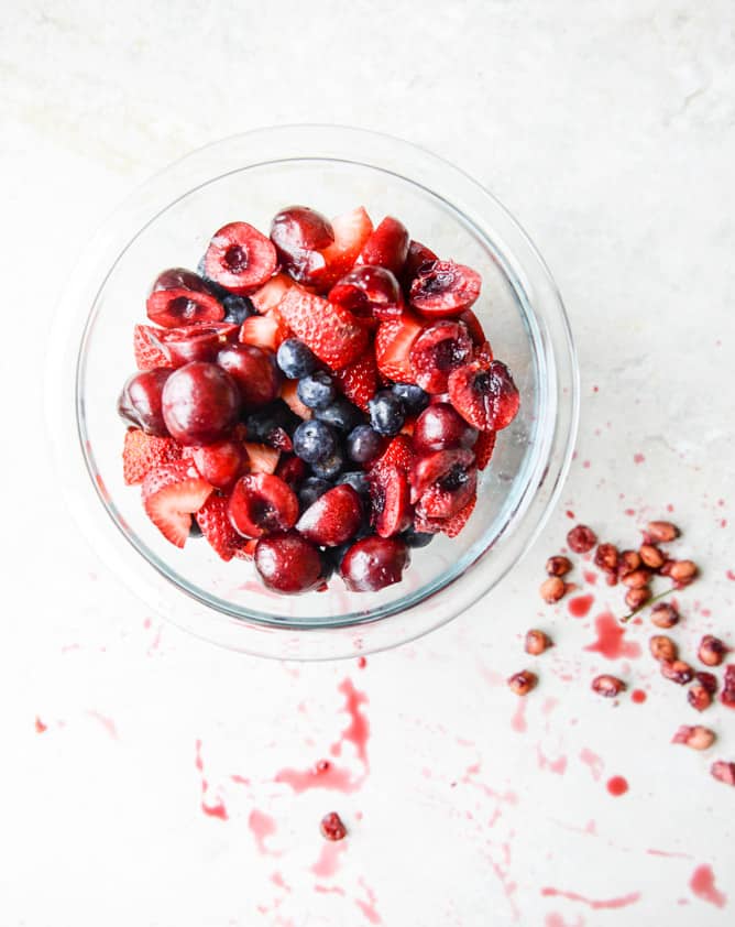 cherry berry buttermilk crumb cake I howsweeteats.com