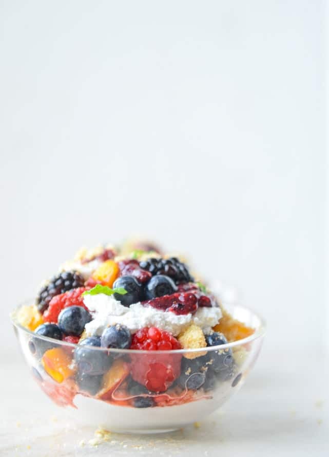 summer fruit parfaits with brown butter shortbread and coconut cream I howsweeteats.com