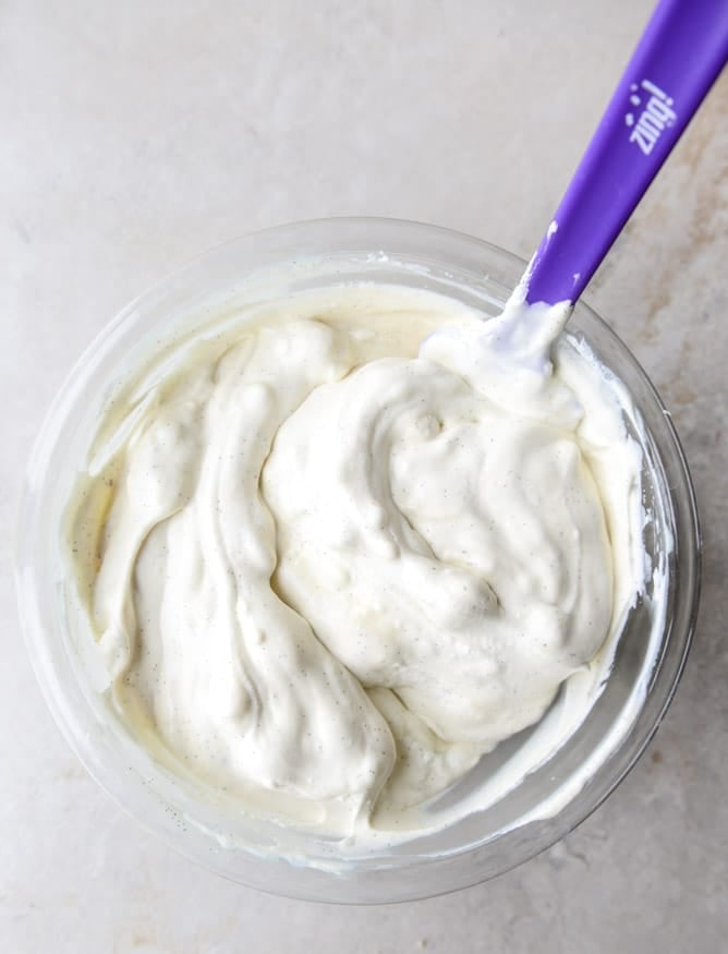 peanut butter chocolate chip cookie dough blizzard with no-churn vanilla bean ice cream I howsweeteats.com