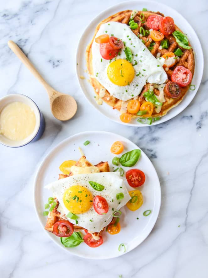 cheddar cornbread waffles I howsweeteats.com