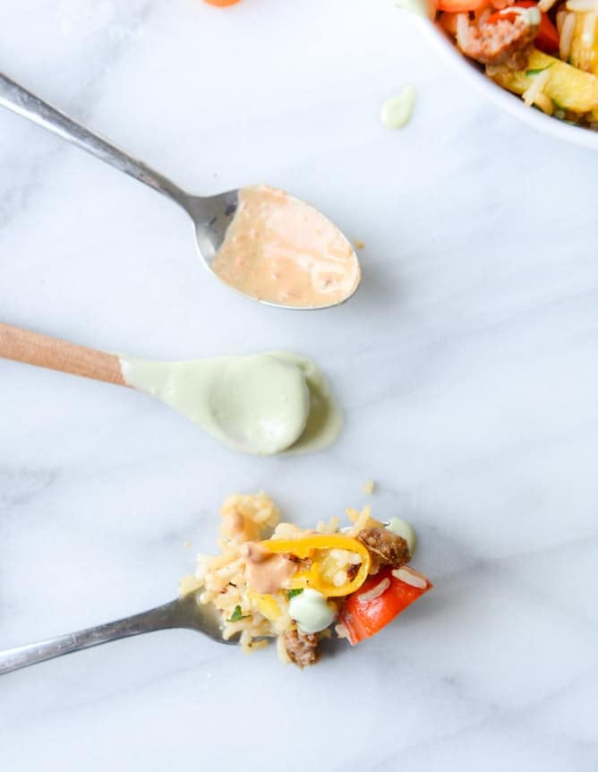 pineapple chorizo rice bowls I howsweeteats.com