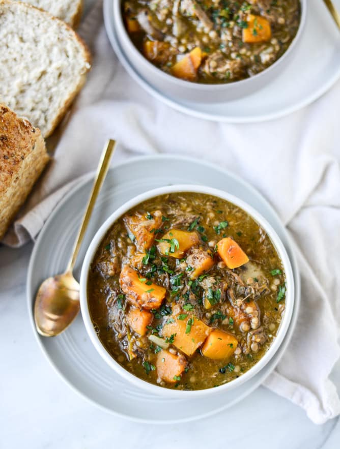 butternut beef stew with pearl couscous I howsweeteats.com
