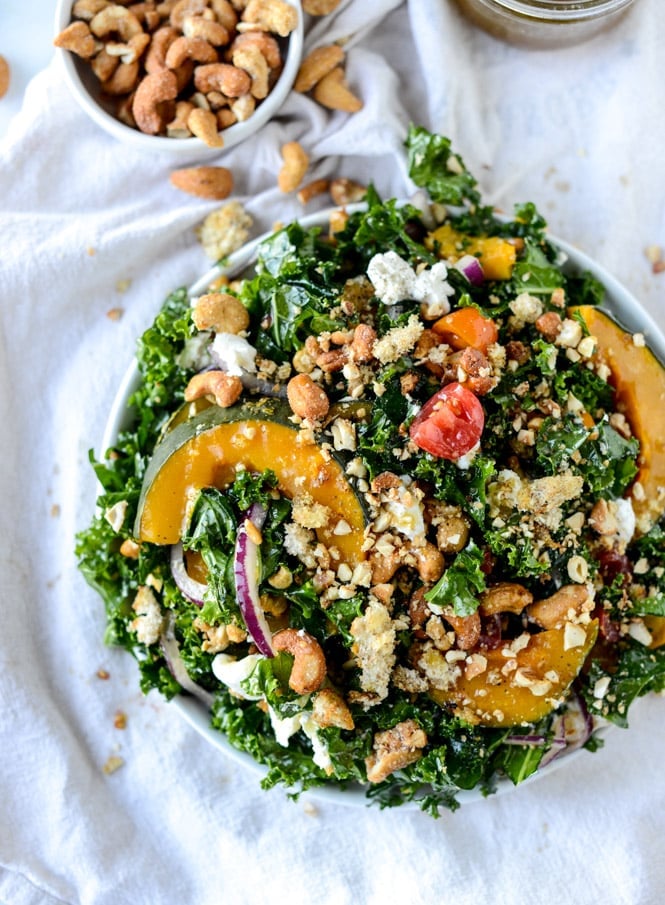 crunchy cashew kale salad I howsweeteats.com