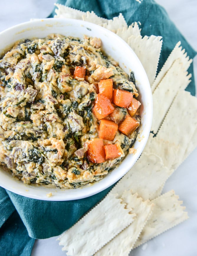 roasted butternut squash spinach dip I howsweeteats.com