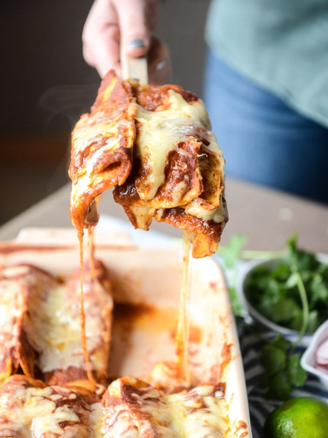 the best cheese enchiladas with homemade sauce I howsweeteats.com