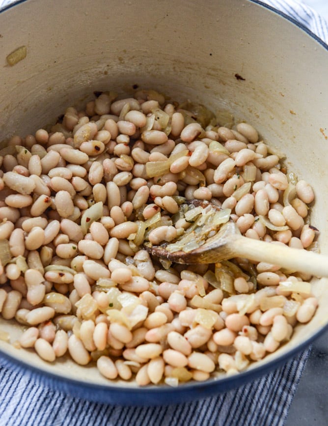 white bean soup with crumbled bacon and spiced brown butter I howsweeteats.com