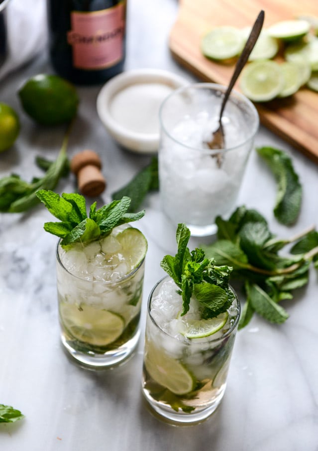 rosé champagne mojitos I howsweeteats.com
