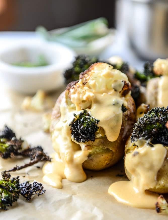 stuffed potatoes with butternut cheese sauce I howsweeteats.com