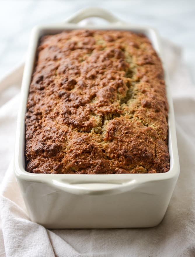 almond butter roasted banana bread I howsweeteats.com