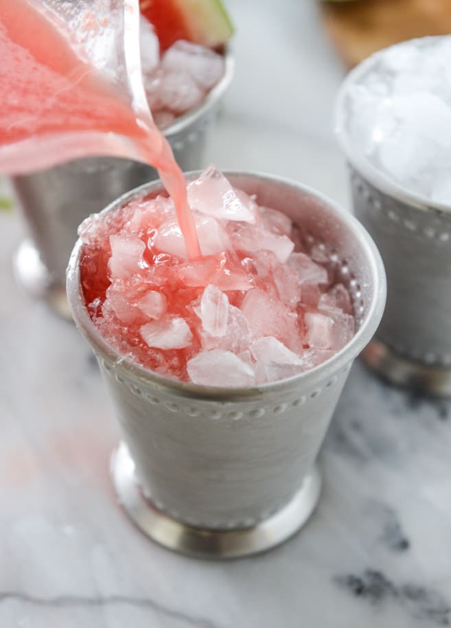 fresh watermelon mint juleps I howsweeteats.com