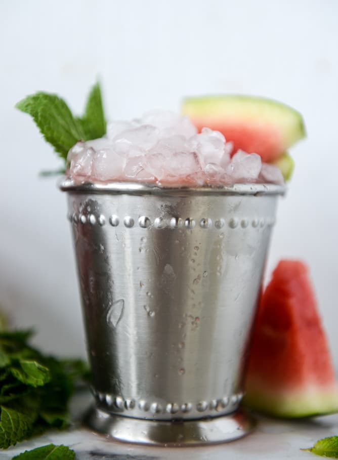 fresh watermelon mint juleps I howsweeteats.com