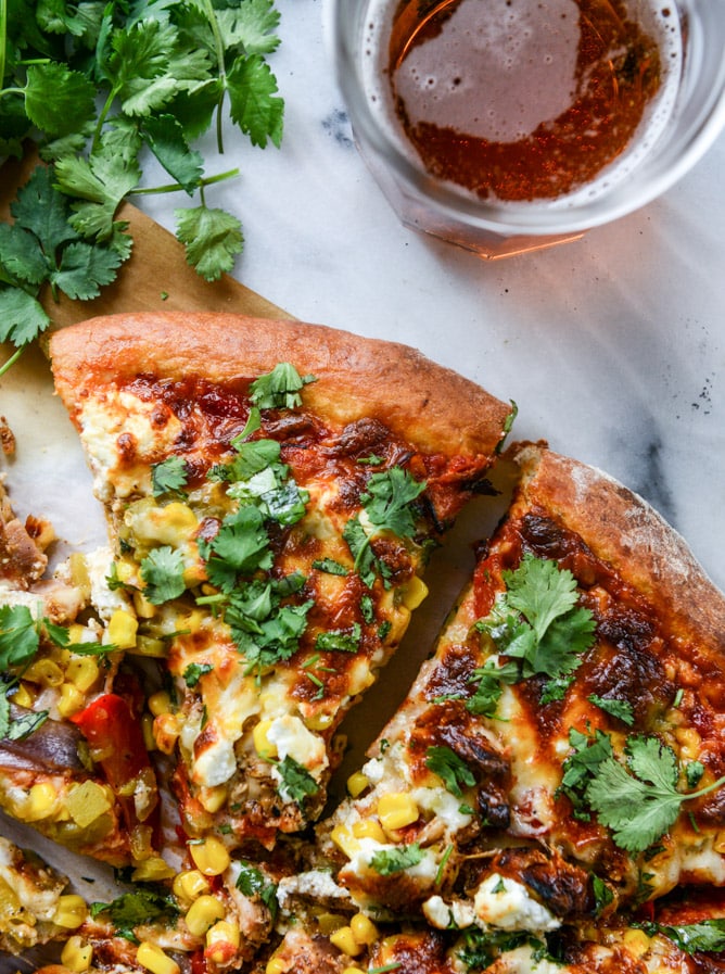 honey chipotle chicken pizza with goat cheese I howsweeteats.com