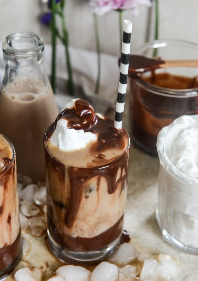 chocolate milk iced mochas I howsweeteats.com