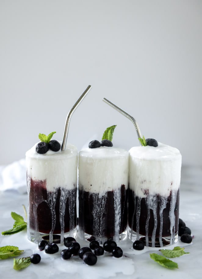 layered blueberry coconut slushie I howsweeteats.com