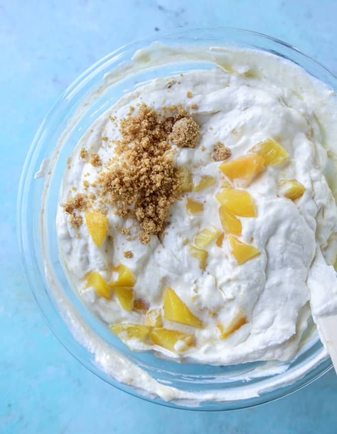 no-churn sugar roasted peach pie ice cream I howsweeteats.com