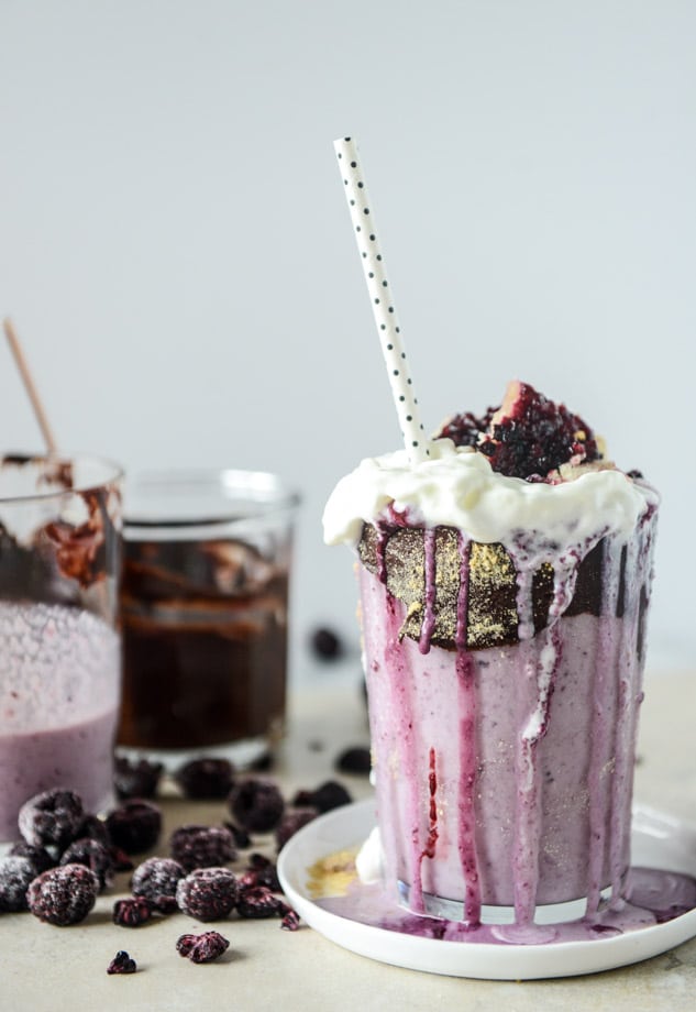 black raspberry pie milkshake with black raspberry ganache I howsweeteats.com