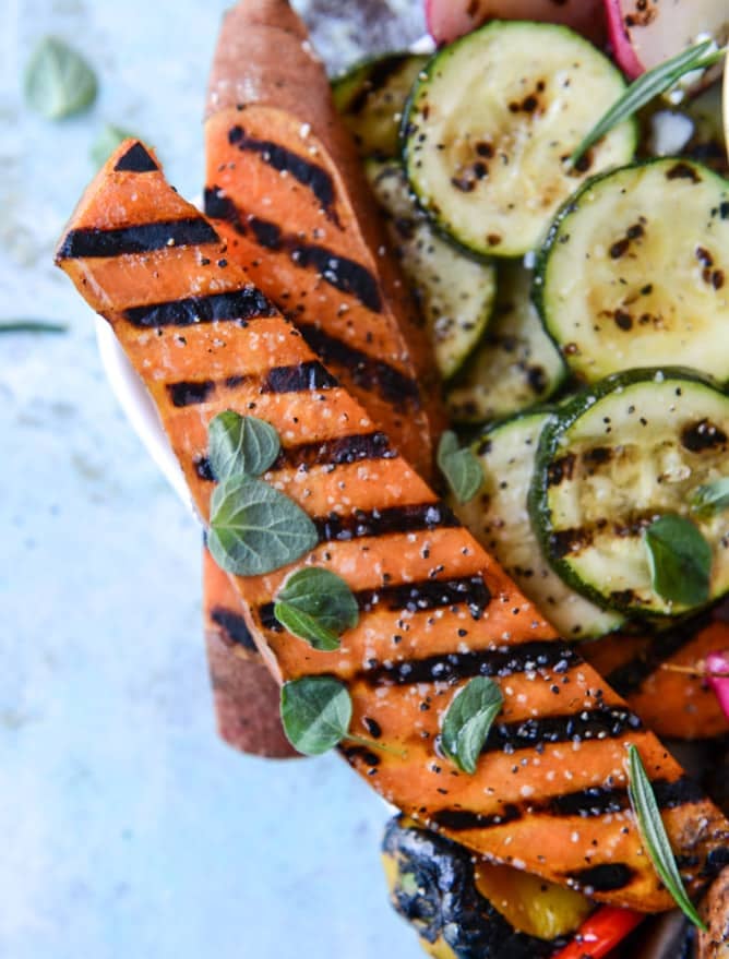 marinated grilled veggies with avocado feta I howsweeteats.com