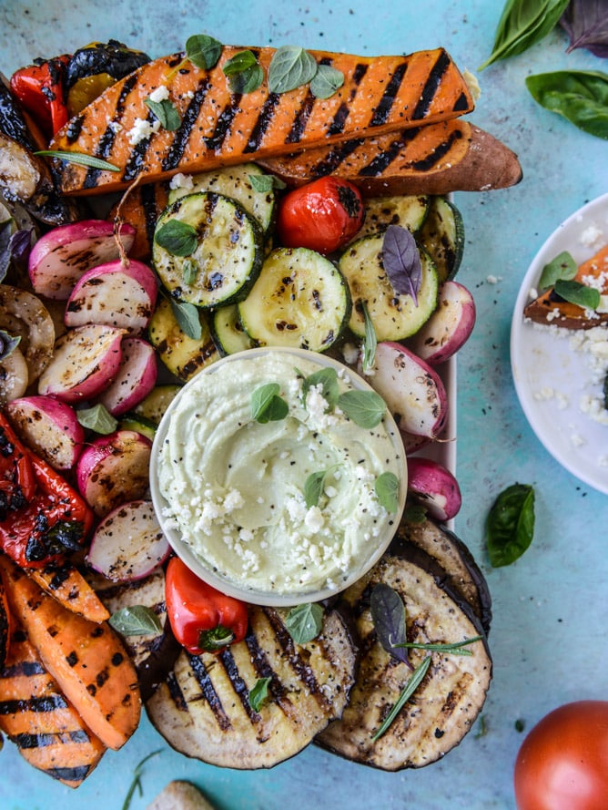 marinated grilled veggies with avocado feta I howsweeteats.com