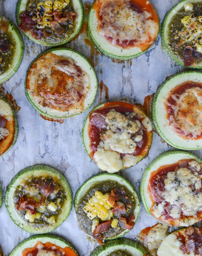 mini zucchini pizzas, three ways I howsweeteats.com