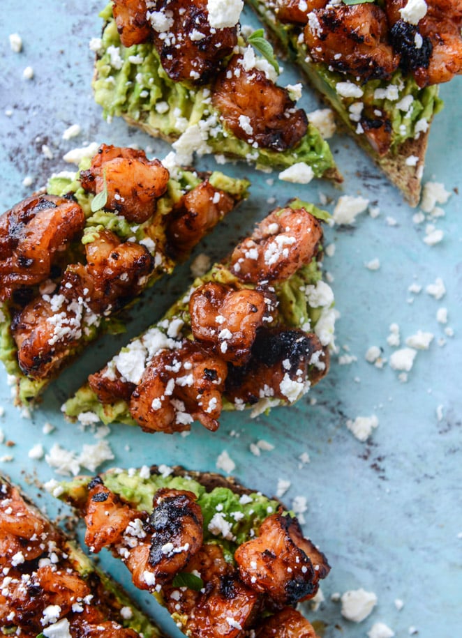 BBQ shrimp and lime avocado toast I howsweeteats.com