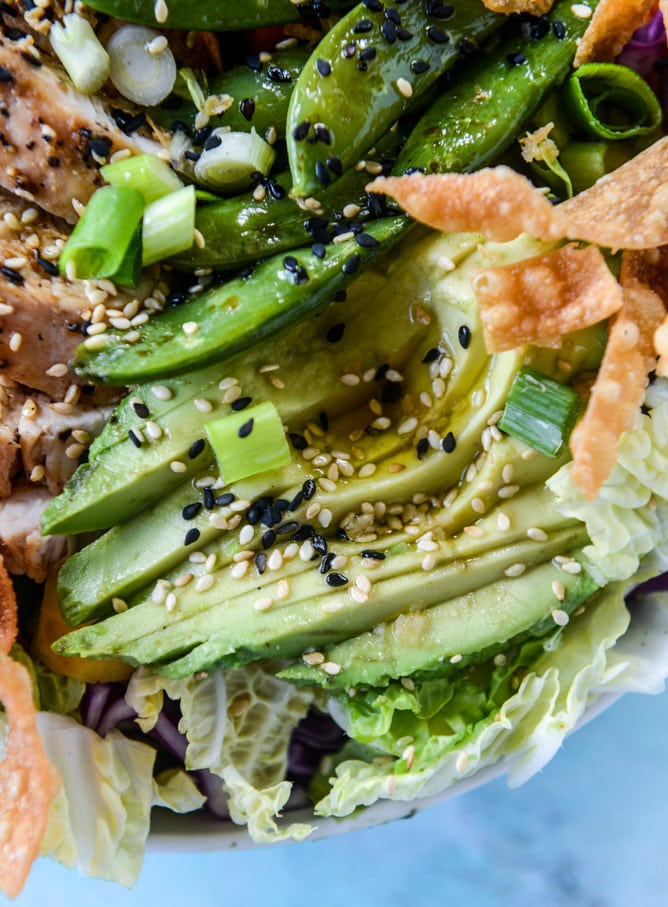chinese chicken salad with sesame garlic dressing I howsweeteats.com