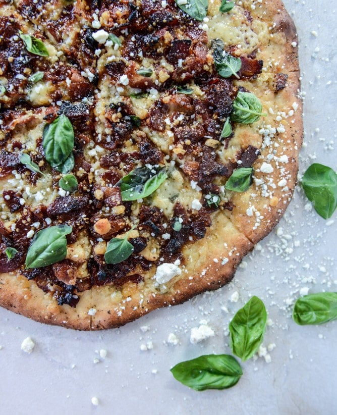chipotle candied bacon and smoked blue cheese pizza by @howsweeteats I howsweeteats.com