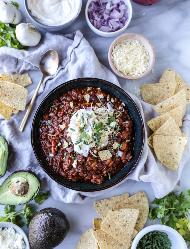 game day beer chili I howsweeteats.com