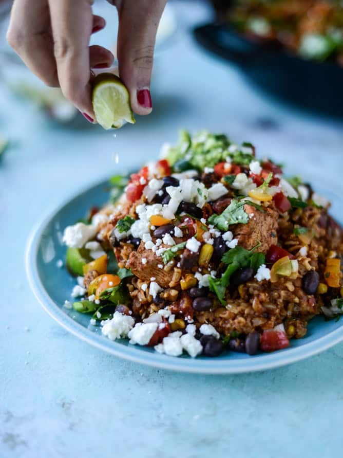 one pot burrito chicken and rice I howsweeteats.com