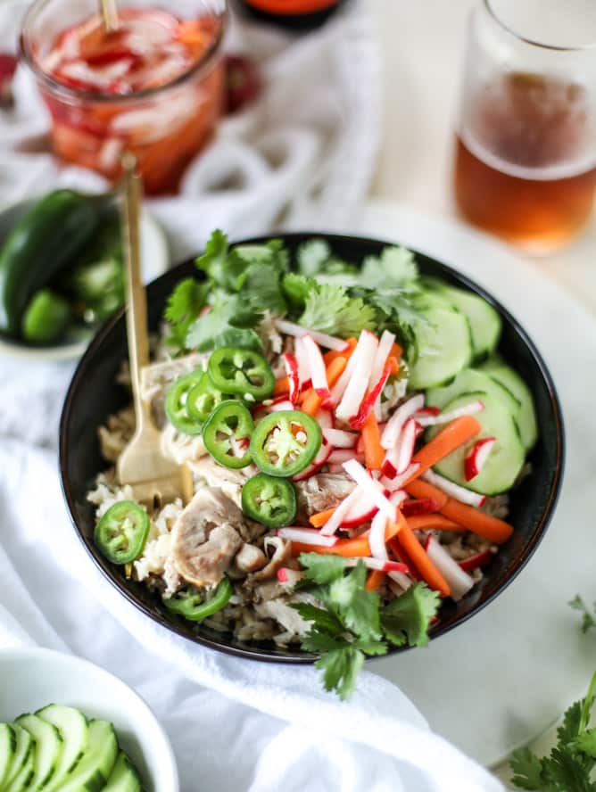 slow cooker banh mi rice bowls I howsweeteats.com