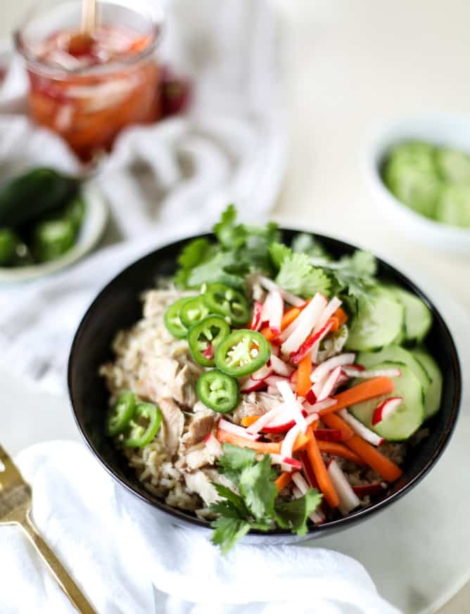 slow cooker banh mi rice bowls I howsweeteats.com