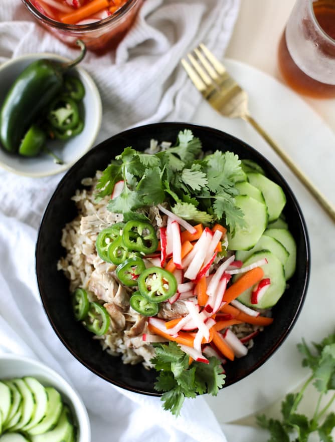 slow cooker banh mi rice bowls I howsweeteats.com