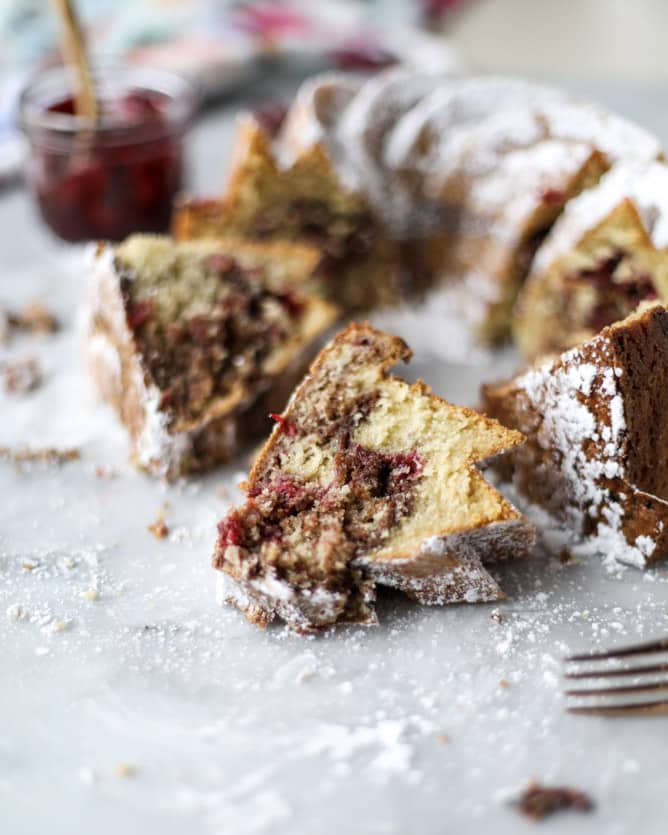 leftover cranberry sauce greek yogurt coffee cake I howsweeteats.com