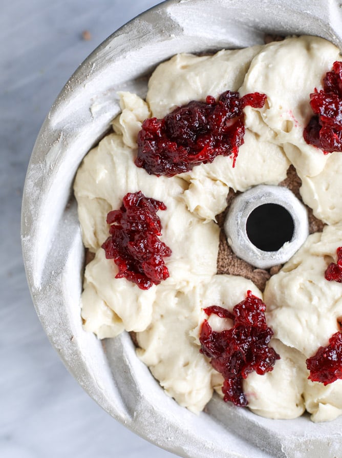 leftover cranberry sauce greek yogurt coffee cake I howsweeteats.com
