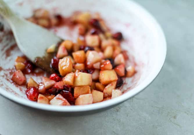 winter fruit stuffed brie with a pinot poached pear I howsweeteats.com