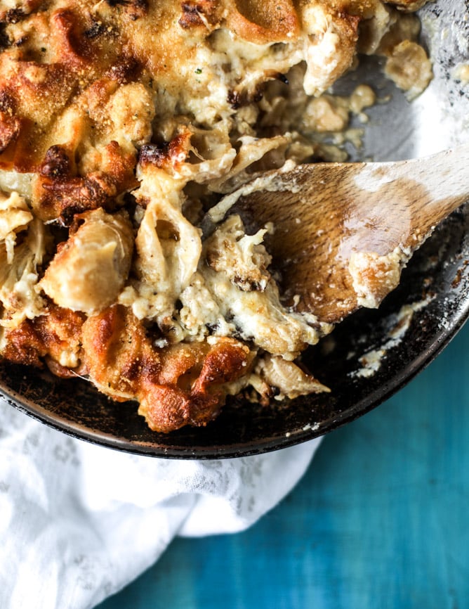 roasted cauliflower shells and cheese I howsweeteats.com