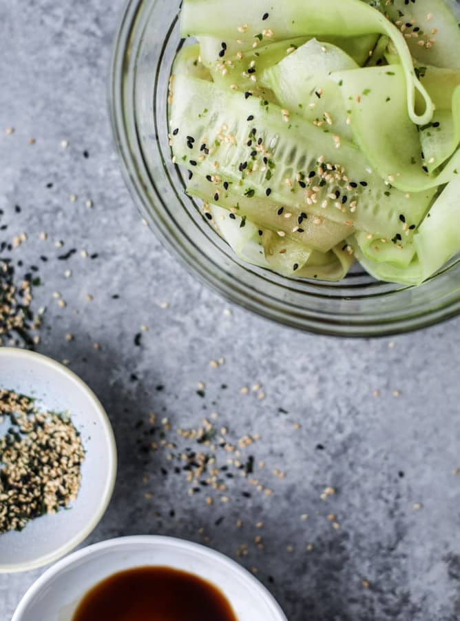 sesame cucumber ribbon avocado toast I howsweeteats.com