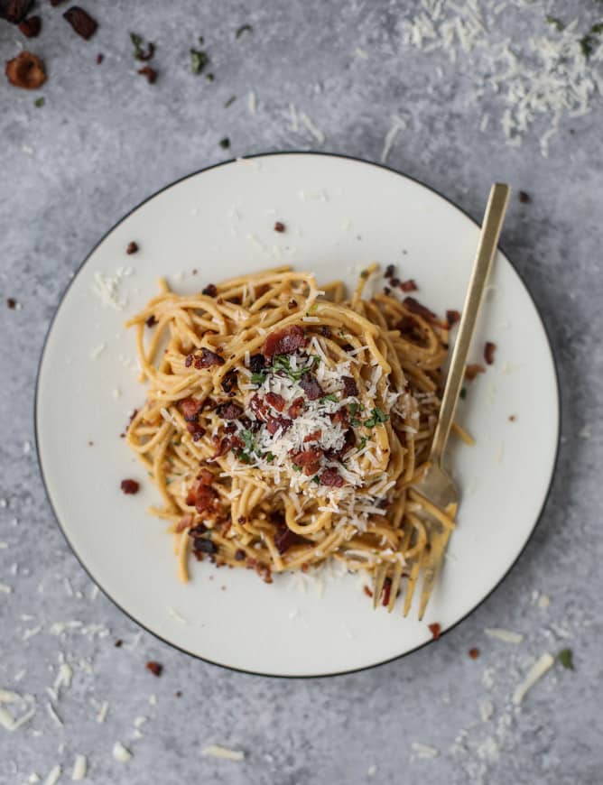 butternut squash spaghetti carbonara I howsweeteats.com