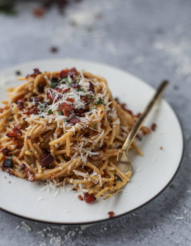 butternut squash spaghetti carbonara I howsweeteats.com
