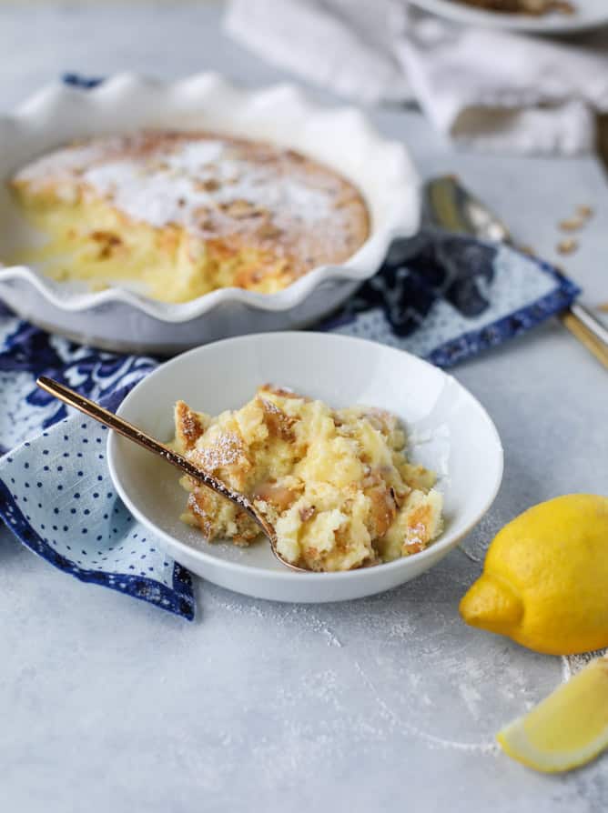 lemon almond pudding cake I howsweeteats.com
