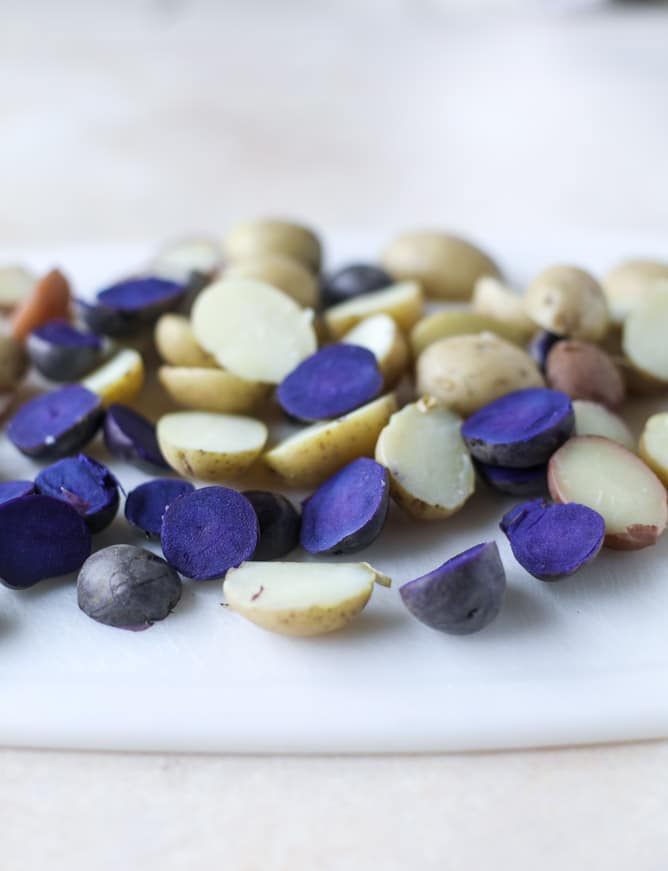 asparagus potato salad with hot bacon dressing I howsweeteats.com