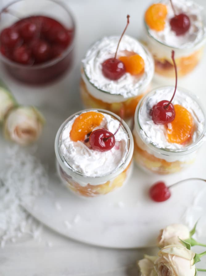 ambrosia whipped yogurt fruit parfaits I howsweeteats.com
