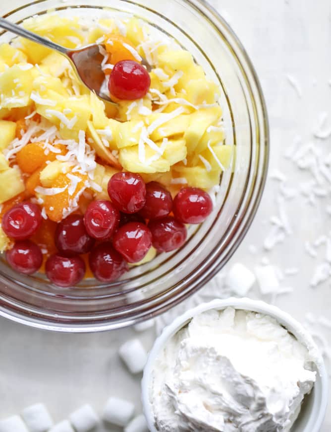 ambrosia whipped yogurt fruit parfaits I howsweeteats.com