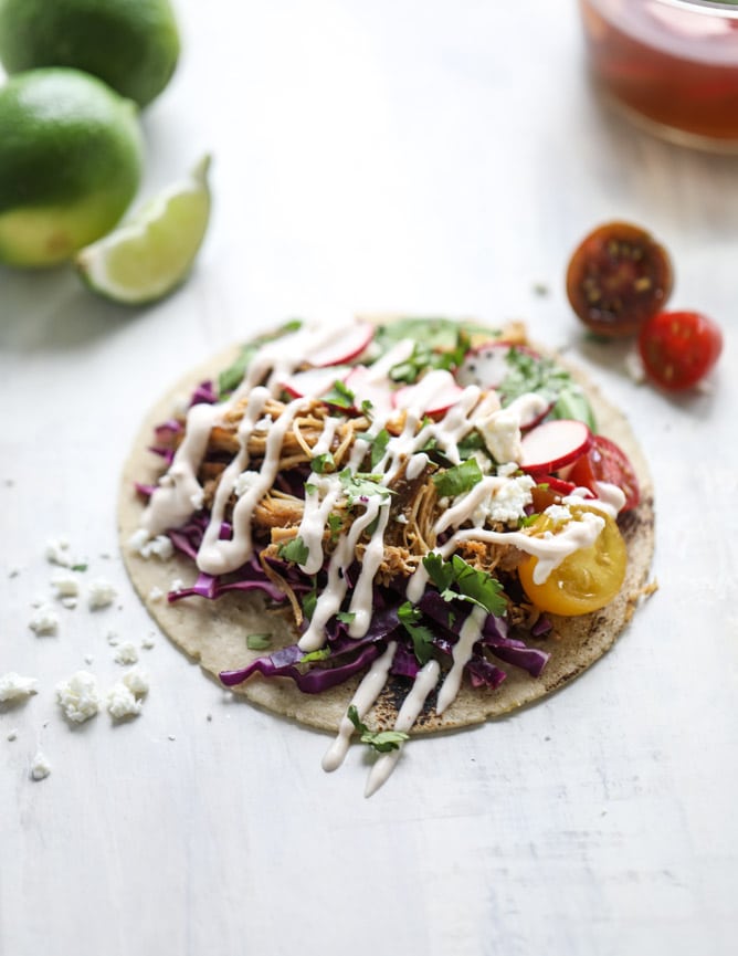 beer braised chipotle chicken tacos I howsweeteats.com