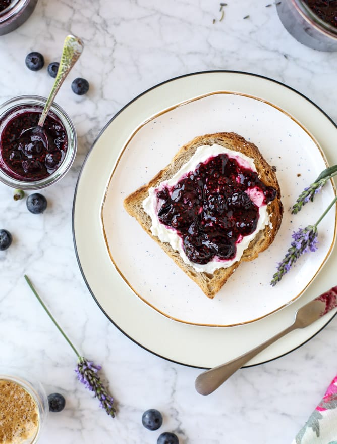 easy blueberry lavender chia jam I howsweeteats.com