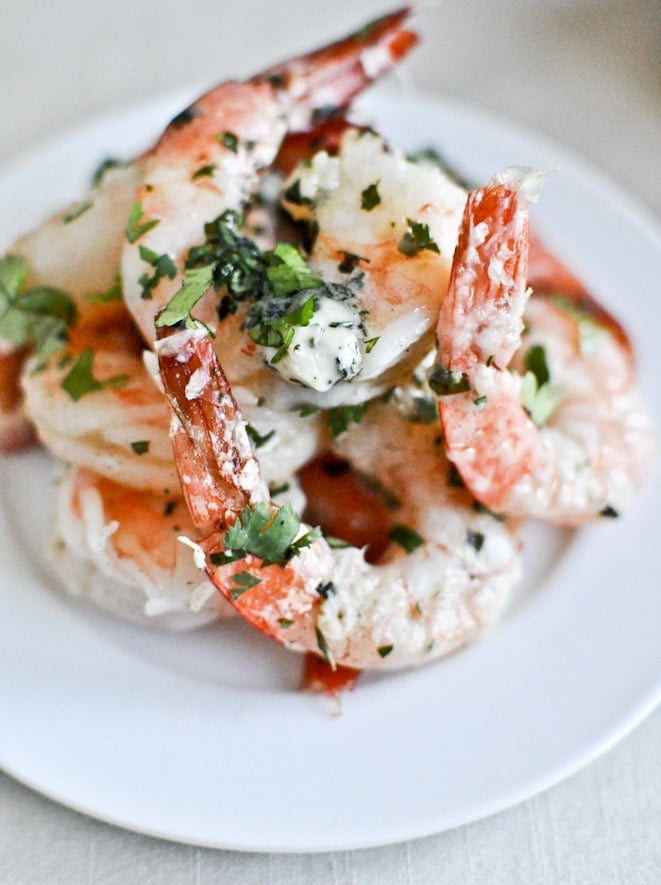 roasted basil butter parmesan shrimp I howsweeteats.com